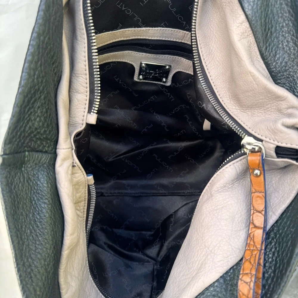 Pulicati // grey leather slouchy early 2000s purse